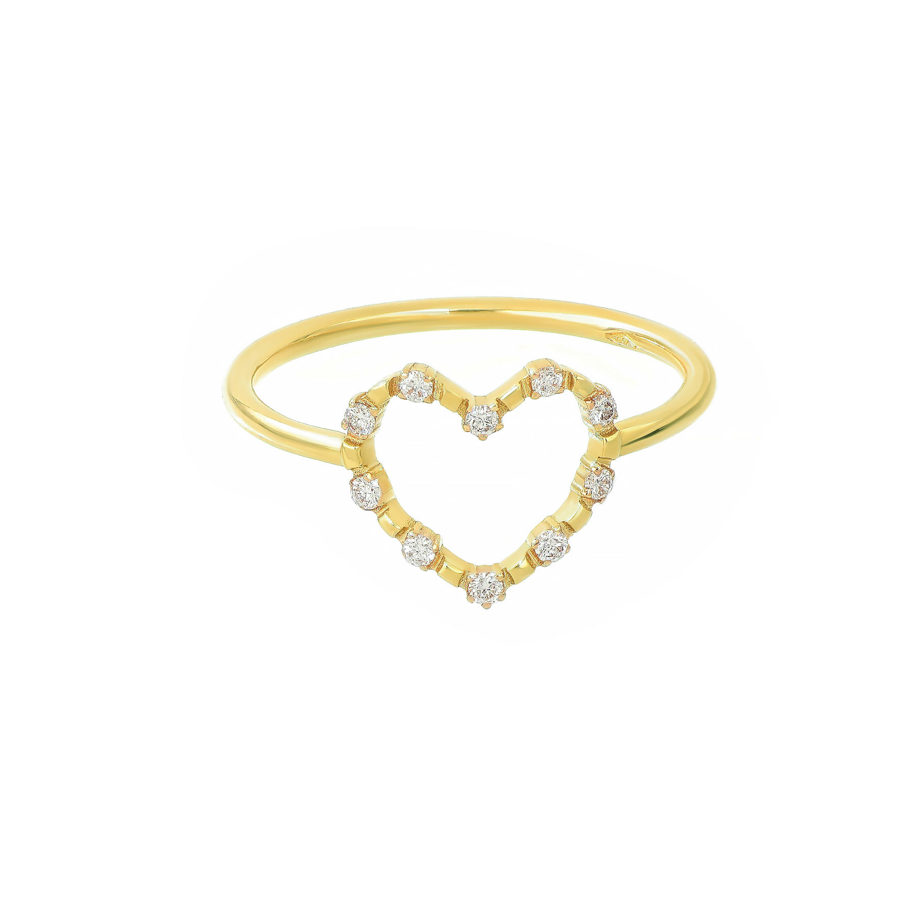 Anello Cuore Piccolo Oro Giallo con Diamanti - Piertullio Gioielli Anello Cuore Piccolo Oro Giallo con Diamanti