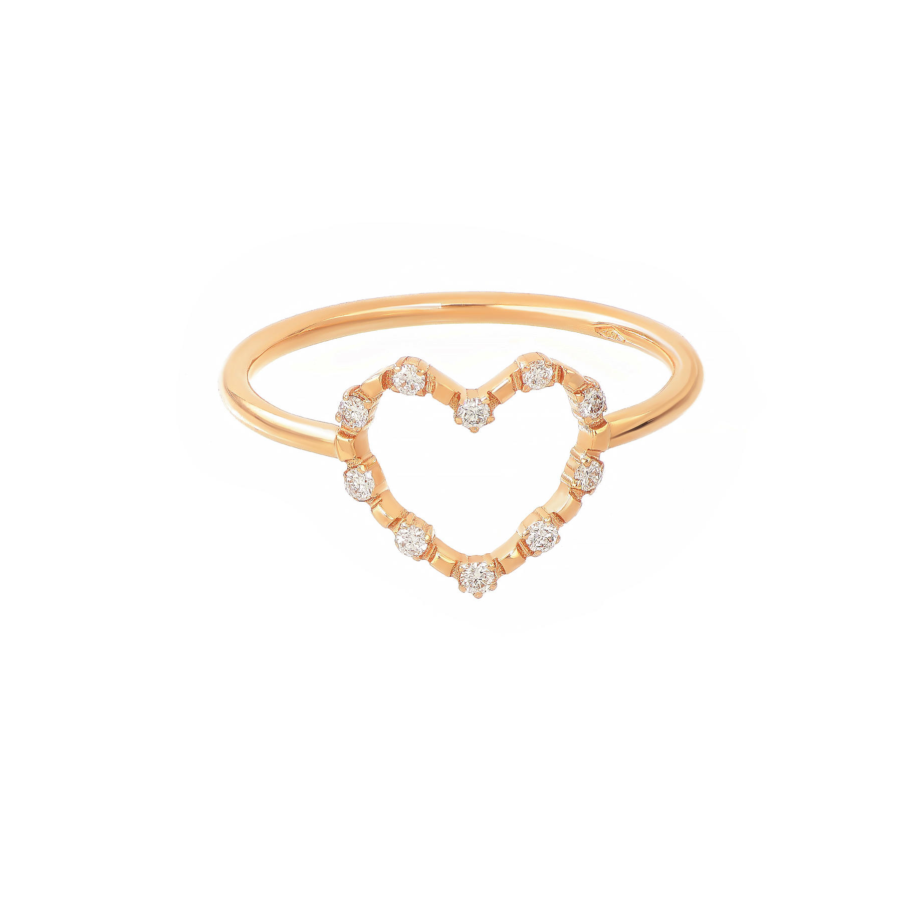 Anello Cuore Piccolo Oro Rosa con Diamanti - Piertullio Gioielli Anello Cuore Piccolo Oro Rosa con Diamanti