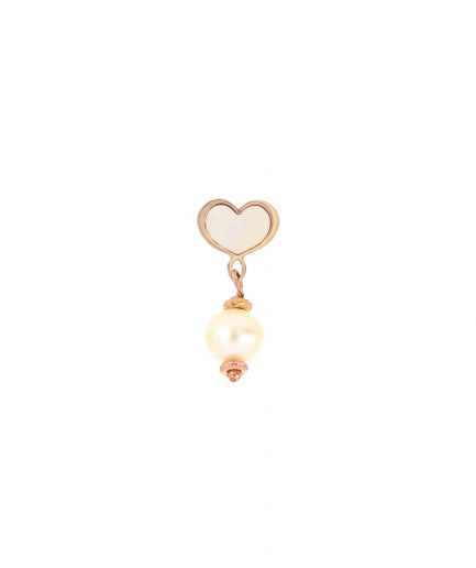 Orecchino Perla Bianca Cuore Maman Rosa Piertullio Gioielli