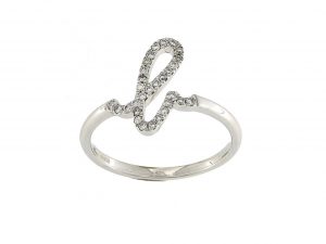Anello Oro Bianco Diamanti Lettere Piertullio Gioielli