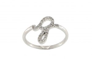 Anello Oro Bianco Diamanti Lettera Piertullio Gioielli