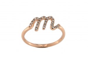 Anello Oro Rosa Diamanti Lettere Piertullio Gioielli
