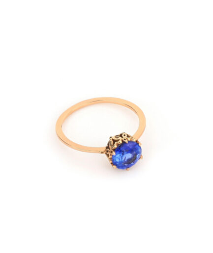 Anello Oro 18kt Cianite Taglio Brillante