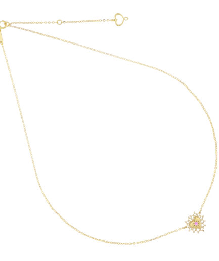Girocollo 18 Kt Zaffiro Rosa Cuore Sacro